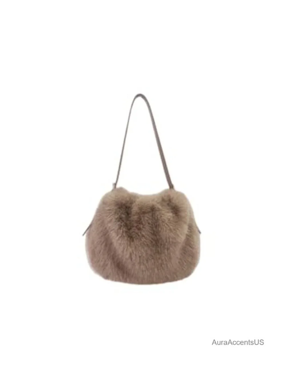 Plush Faux Fox Fur Hobo Bag Furry Adjustable Strap Shoulder Bag Slouchy Purse